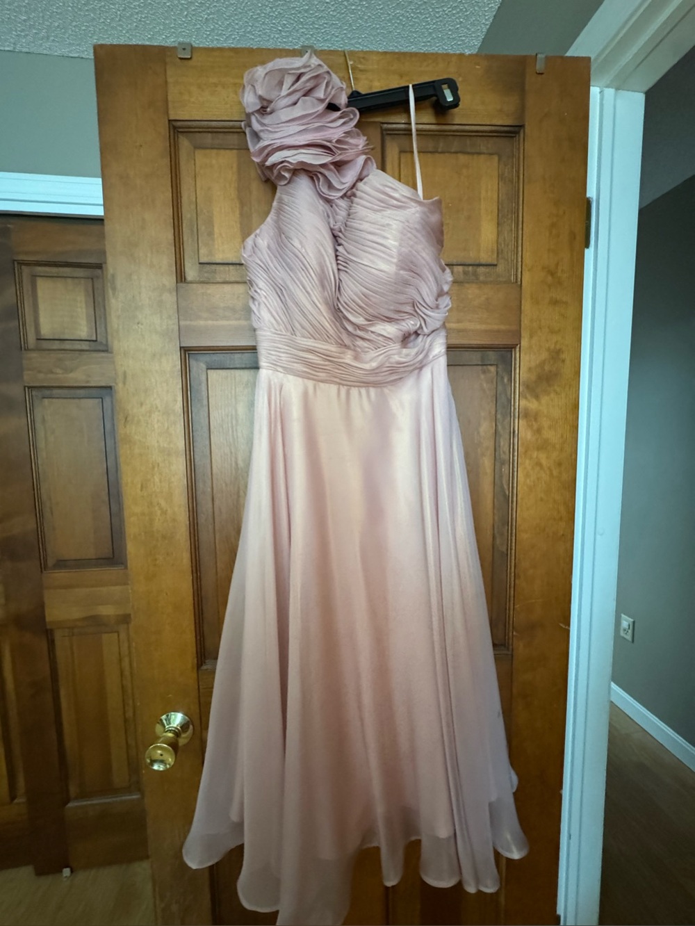 Mac Duggal Iridescent One Shoulder Rosette Party Dress